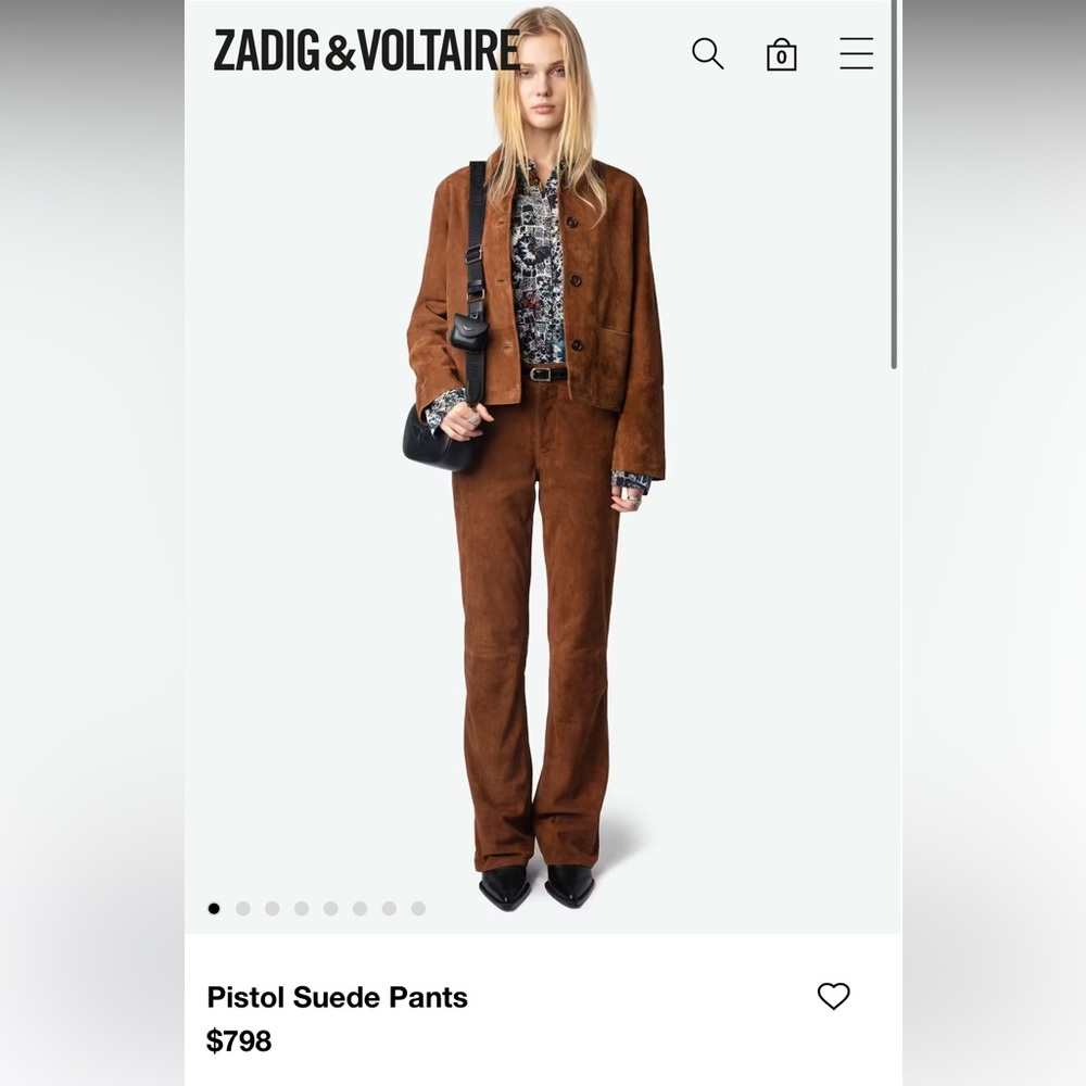 NWT - Zadig & Voltaire Brown Suede Straight Leg Pants